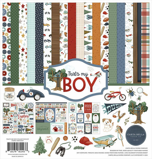 Carta Bella Paper - That's My Boy - Collection Kit - Double-Sided Paper Pad - набір паперу 30x30 см