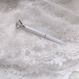 Ручка з "діамантом" - колір Білий з сріблом