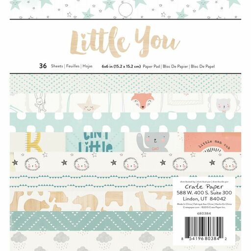 Crate Paper - Little You Boy Collection - Single-Sided Paper Pad - набір паперу 15x15 см - 36 листів