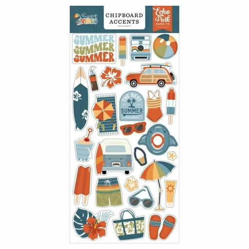 Echo Park - Summer Vibes Collection - Chipboard Stickers - чіпборд