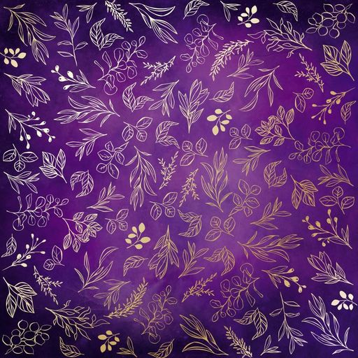 Лист одностороннього паперу з фольгуванням "Golden Branches Violet aquarelled" (22-022)