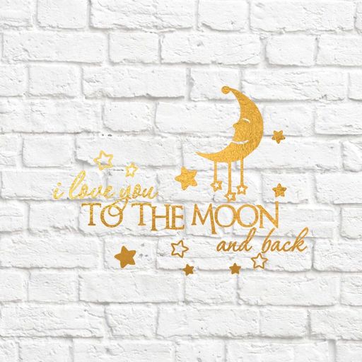 х-I love you to the moon and back - вирубка із термотрансферної плівки - foil золото