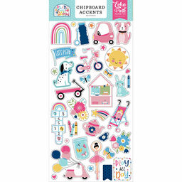 Echo Park - Play All Day Girl Collection - Chipboard Stickers - чіпборд