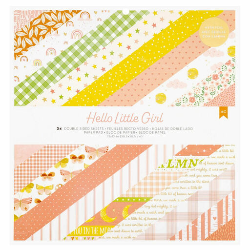 American Crafts - Hello Little Girl Collection - Double-Sided Paper Pad - 1/2 набору паперу 30.5x30.5 см