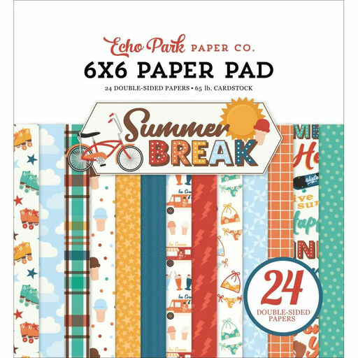 Echo Park - Summer Break Collection - Double-Sided Paper Pad - 1/2 набору паперу 15x15 см