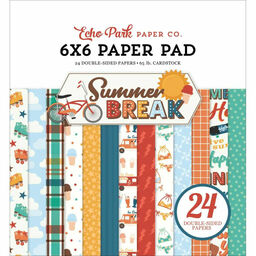 Echo Park - Summer Break Collection - Double-Sided Paper Pad - 1/2 набору паперу 15x15 см