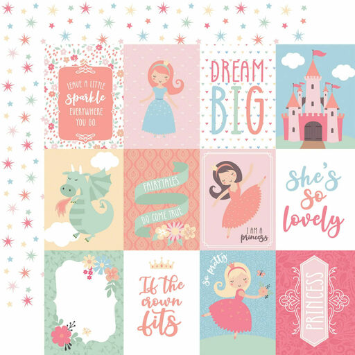 Echo Park - Our Little Princess Collection - Double-Sided Cardstock - 3"X4" Journaling Cards - папір 30x30 см