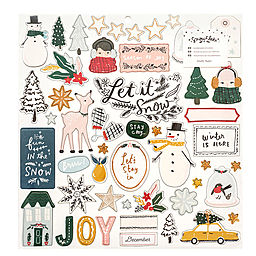 Crate Paper - Snowflake Collection - Chipboard Stickers W/Coper Foil Accents - чипборд