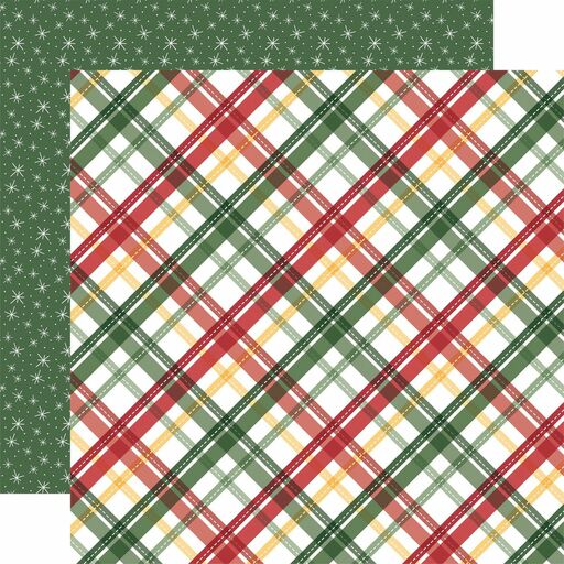 Echo Park - Santa Claus Lane Collection - Double-Sided Cardstock - Festive Plaid - папір 30x30 см