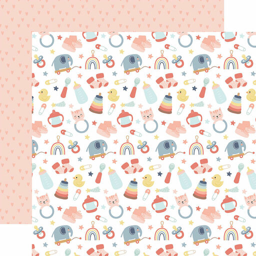 Echo Park - Baby On Board Girl Collection - Double-Sided Cardstock - It's A Girl Essentials - папір 30x30 см