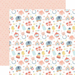 Echo Park - Baby On Board Girl Collection - Double-Sided Cardstock - It's A Girl Essentials - папір 30x30 см