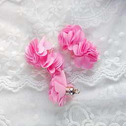 Кисточка-цветок - розовая с золотой шляпкой