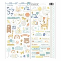 American Crafts - Hello Little Boy Collection - Cardstock Stickers 6"X12" 91/Pkg, Gold Foil - висічки