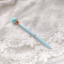 Ручка з "перлиною" - колір М'ятний з рожевим золотом