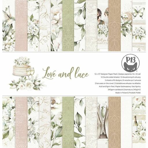 P13 - Love And Lace Collection - Double-Sided Paper Pad - 1/2 набору паперу 30x30 см