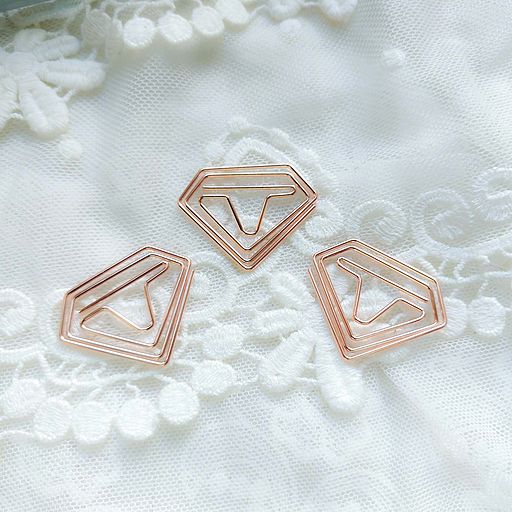 Скрепка - диамант - 3 - розовое золото
