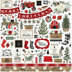 Echo Park - Farmhouse Christmas Collection - Cardstock Stickers - наклейки