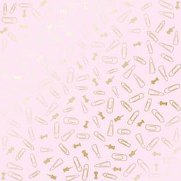 Лист односторонней бумаги с фольгированием "Golden Drawing pins and paperclips, Light pinke" (30-007)