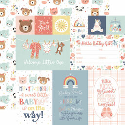 Echo Park - Baby On Board Girl Collection - Double-Sided Cardstock - Journaling Cards - папір 30x30 см