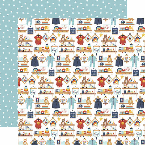 Echo Park - Baby On Board Boy Collection - Double-Sided Cardstock - Baby Boy Nursery - папір 30x30 см