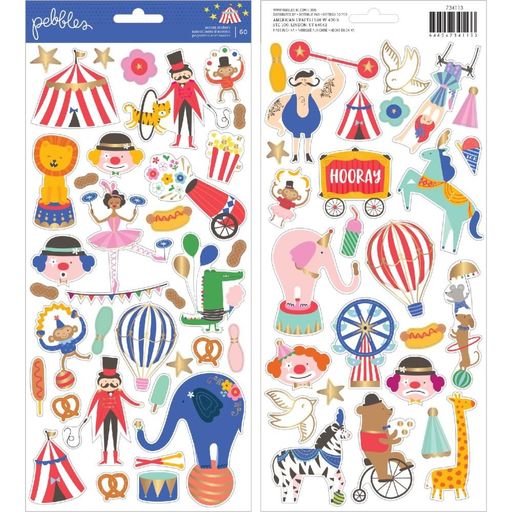 Pebbles - Big Top Dreams Collection - Cardstock Stickers Icons W/Gold Foil Accents - наклейки