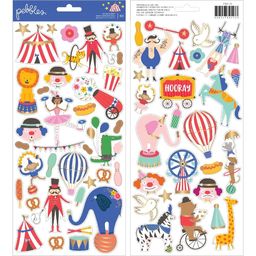 Pebbles - Big Top Dreams Collection - Cardstock Stickers Icons W/Gold Foil Accents - наклейки