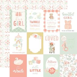 Echo Park - It's A Girl Collection - Double-Sided Cardstock - 3"X4" Journaling Cards - папір 30x30 см