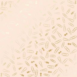Лист односторонней бумаги с фольгированием "Golden Drawing pins and paperclips, Beige" (30-003)