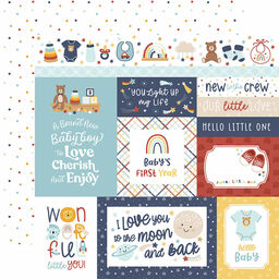 Echo Park - Baby On Board Boy Collection - Double-Sided Cardstock - Multi Journaling Cards - папір 30x30 см