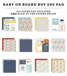 Echo Park - Baby On Board Boy - Collection Kit - Double-Sided Paper Pad - 1/2 набору паперу 15x15 см