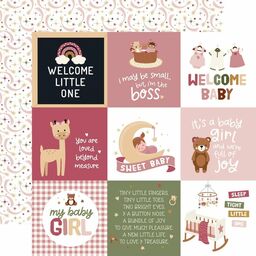 Echo Park - Special Delivery Baby Girl Collection - Double-Sided Cardstock - 4"X4" Journaling Card - папір 30x30 см