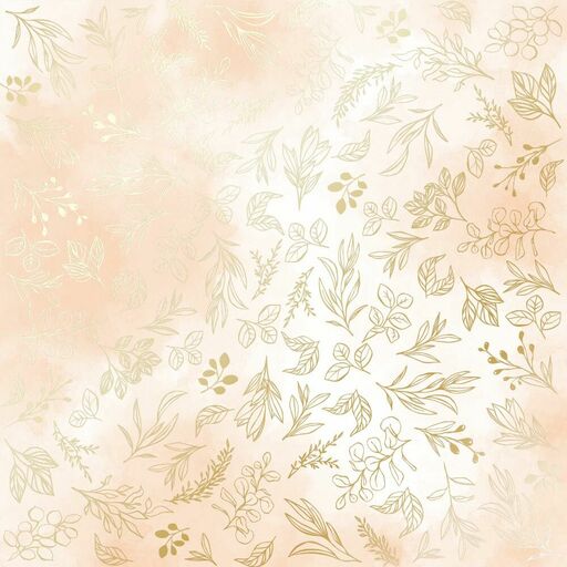 Лист одностороннього паперу з фольгуванням "Golden Branches Beige watercolor" (22-025)