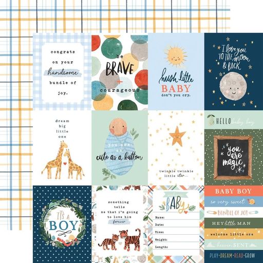 Echo Park - Welcome Baby Boy Collection - Double-Sided Cardstock - 3"X4" Journaling Cards - папір 30x30 см