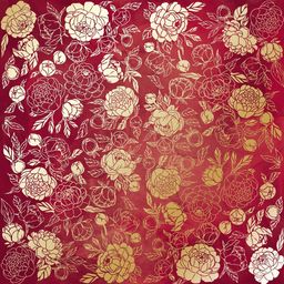 Лист одностороннього паперу з фольгуванням "Golden Peony Passion Burgundy aquarelle" (26-006)