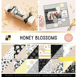 DCWV - Honey Blossoms - Double-Sided Paper W/Gold Foil Accents - 1/2 набору паперу 30.5х30.5 см