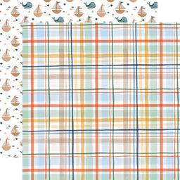 Echo Park - Welcome Baby Boy Collection - Double-Sided Cardstock - Boy Plaid - папір 30x30 см