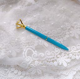 Ручка з "діамантом" - колір Блакитний з золотом