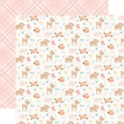 Echo Park - Hello Baby Girl Collection - Double-Sided Cardstock - Woodland Friends - папір 30x30 см