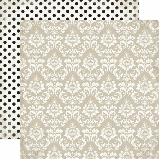 Echo Park - Wedding Bliss Collection - Double-Sided Cardstock - Dearly Beloved Damask - папір 30x30 см