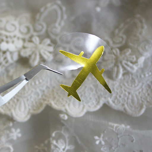 Літак - 1 - вирубка із термотрансферної плівки - зеркальне жовте золото
