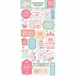 Echo Park - Our Little Princess Collection - Phrases Chipboard Stickers - чіпборд