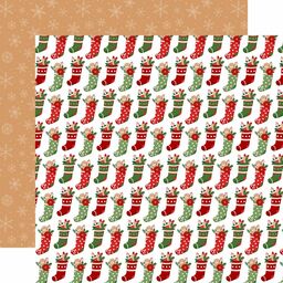 Echo Park - Have A Holly Jolly Christmas Collection - Double-Sided Cardstock - Cookie Stockings - папір 30x30 см