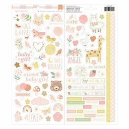 American Crafts - Hello Little Girl Collection - Cardstock Stickers 6"X12" 91/Pkg, Gold Foil - висічки