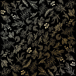 Лист одностороннього паперу з фольгуванням "Golden Branches Black" (22-008)