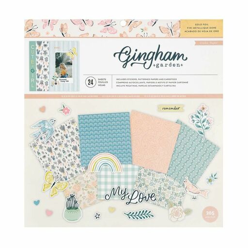 Maggie Holmes - Gingham Garden Collection - Project Pad - набір паперу 30x30 см + наклейки