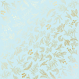 Лист одностороннього паперу з фольгуванням "Golden Branches Blue" (22-003)