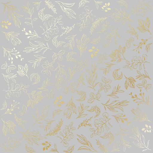 Лист одностороннього паперу з фольгуванням "Golden Branches Gray" (22-009)