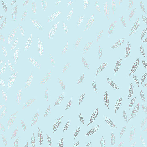 Лист одностороннього паперу з фольгуванням "Silver Feather Blue" (6-015)