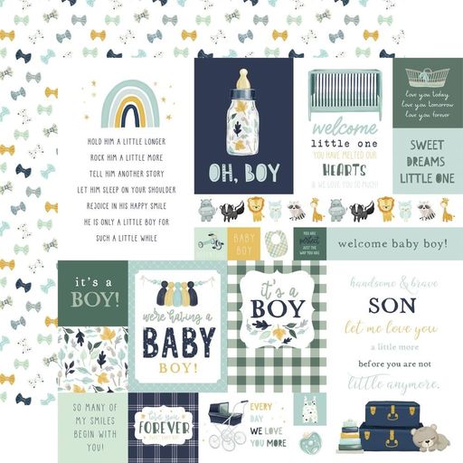 Echo Park - It's A Boy Collection - Double-Sided Cardstock - Multi Journaling Cards - папір 30x30 см