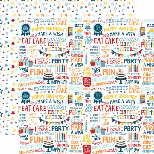 Echo Park - Birthday Boy Collection - Double-Sided Cardstock - Yippee  - папір 30x30 см